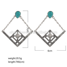 Alta calidad más reciente de la vendimia de moda turquesa diamante Stud Earrings para mujer SSEH012